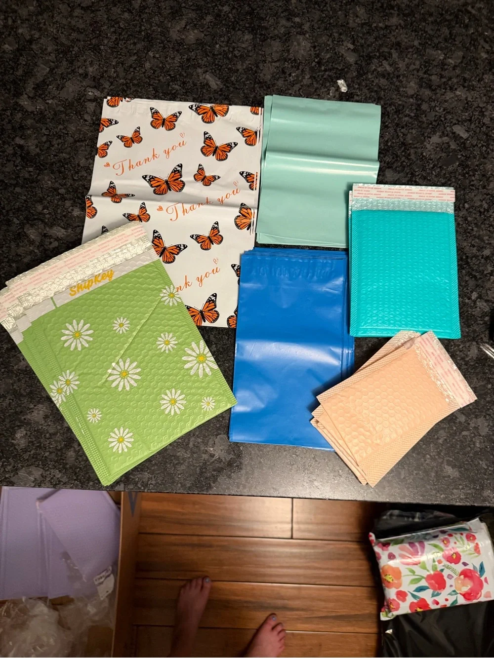 Bundle of 55 Poly Mailer & Bubble Pouch Shipping Supplies Assorted Size & Design